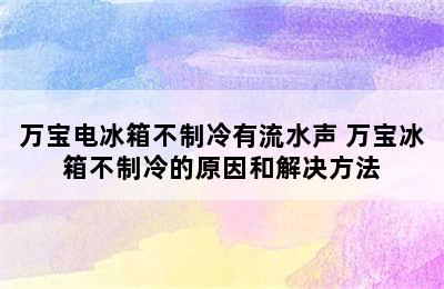 万宝电冰箱不制冷有流水声 万宝冰箱不制冷的原因和解决方法